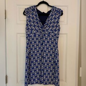 Elegant Blue Geometric Print Dress
